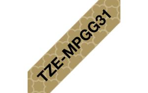 Tape Tze-mpgg31 12mm Black On Gold Geometrics (tzempgg31)