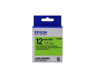 Label Cartridge Fluorescent Lk-4gbf Black/green 12mm (9m)