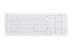 Compact Disinfectable Medical Keyboard with Numpad - Corded USB - White - Qwertzu Spanish