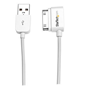 Dock Connector - Long Left Angle Apple 30-pin To USB Cable For iPhone / iPod / iPad With Stepped Connector 2m
