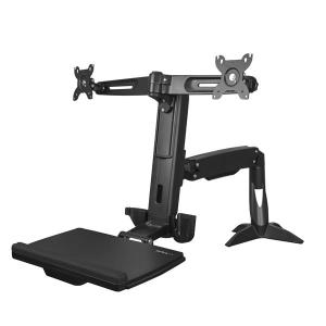 Sit Stand Dual Monitor Arm For Up To 24in Monitors - Adjustable
