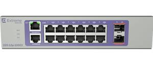 220-Series 12 port 10/100/1000BASE-T PoE+, 2 10GbE unpopulated SFP+ ports, 1 Fixed AC PSU, L2 Switching with RIP and Static Routes
