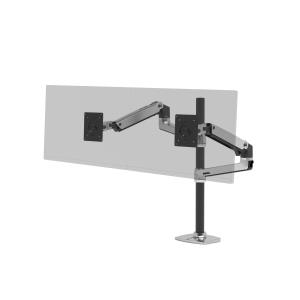LX Dual Stacking Arm Tall Pole - Desk mount for 2 LCD displays - aluminum, steel - polished