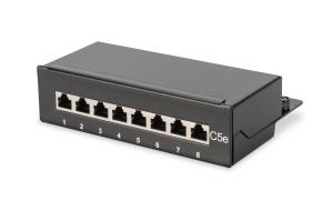 CAT 5e Desktop Patch Panel, 8 Port 8x RJ45 full shielded connectors