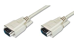 DIGITUS VGA Monitor connection cable, HD15 M/M, 1.8m, 3CF/4C, beige