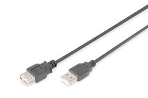 USB 2.0 extension cable, type A M/F, 2m USB 2.0 conform Black