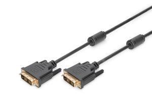 DVI connection cable, DVI(18+1), 2x ferrit M/M, 2m DVI-D Single Link, black