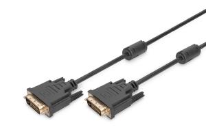 DVI connection cable, DVI(24+1), 2x ferrit M/M, 2m DVI-D Dual Link, black