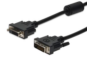 DVI extension cable, DVI(24+1), 2x ferrit M/F, 2m DVI-D Dual Link black