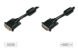 DVI extension cable, DVI(24+1), 2x ferrit M/F, 3m DVI-D Dual Link black