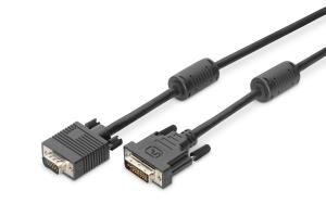 DVI adapter cable, DVI(24+5) - HD15, 2x ferrit M/M, 2m DVI-I Dual Link black