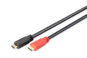 ASSMANN HDMI High Speed connection cable, type A, w/ amp. M/M, 10m Full HD, CE, gold black