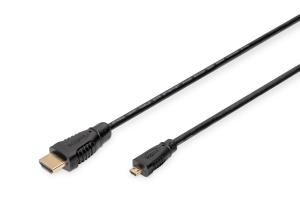 HDMI High Speed connection cable, type D - A M/M, 1m w/Ethernet, Full HD, gold black