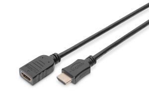 HDMI High Speed extension cable, type A M/F, 2m w/Ethernet, Ultra HD 24p, gold black