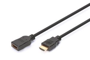 HDMI High Speed extension cable, type A M/F, 5m w/Ethernet, Ultra HD 24p, gold black
