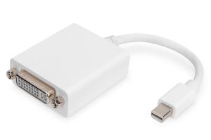 ASSMANN DisplayPort adapter cable, mini DP - DVI (24+5) M/F, 15cm DP 1.1a compatible, CE White