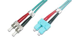 Fiber Optic Patch Cord, ST to SC Multimode 50/125 , Duplex Length 10m Class OM3