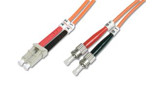 Fiber Optic Patch Cord, LC to ST Multimode, OM2, 50/125 , Duplex Length 1m