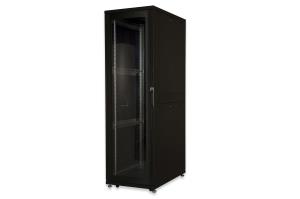 42U server cabinet 1970x600x1000 mm, color black (RAL 9005), glass door