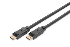 ASSMANN DisplayPort connection cable, DP, w/ amp. M/M, 10m w/interlock, Ultra HD 4K, DP 1.2, CE, black, gold