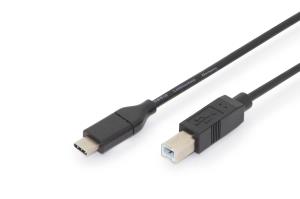ASSMANN USB Type-C connection cable, type C to B M/M, 2m 3A, 480MB, 2.0 Version, Black