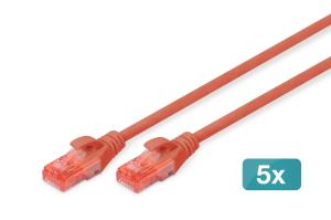 Patch cable - CAT6 - U/UTP - Snagless - Cu - 10m - red - 5pk