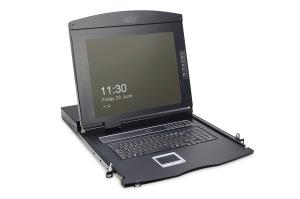 Modularized 43.2cm (17in) TFT console with 16 port KVM, RAL 9005 black -  Qwertzu German