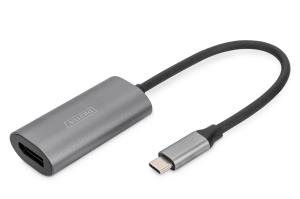 USB-C - DP Adapter, 20cm 8K/30Hz, silver, aluminum housing