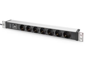 1U Aluminum PDU rackmountable 7x Safety outlet 16A 230VAC 50/60Hz Overvoltage protection