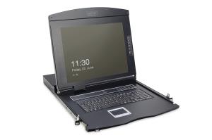 Modularized 43.2cm (17in) TFT console with 16 port Cat.5 KVM, RAL 9005 black - CH Keyboard