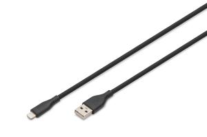 USB Silicone charging cable USB-A - Lightning USB 2.0 12W - 1m black