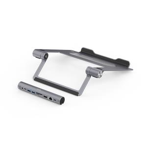 Metal Cooling Notebook Stand (up-to 15.6in) with USB-C Docking Station PD 100W