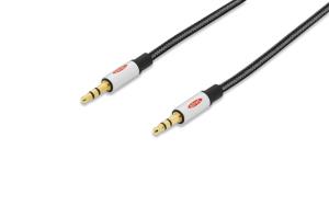 Audio connection cable, stereo 3.5mm M/M, 1.5m CCS, shielded, cotton black
