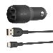 Dual USB-a Car Charger W/1m Pvc A-c 24w Black