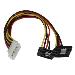 Right Angle Latching SATA Power Y Cable Splitter 12in Lp4 To 2x - 4pin Molex To Dual SATA