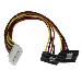 Right Angle Latching SATA Power Y Cable Splitter 12in Lp4 To 2x - 4pin Molex To Dual SATA