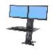 WorkFit-SR, Dual Monitor Sit-Stand Desktop Workstation, Deep Surface, furniture retrofit (black)