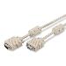 VGA Monitor extension cable, HD15 M/F, 5m 3Coax/7C, 2xferrite Beige