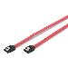 SATA connection cable, L-type, w/ latch F/F, 50cm straight, SATA II/III red
