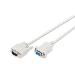 Datatransfer extension cable, D-Sub9 M/F, 2m serial, snap-hoods beige