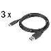 USB Type-C charger/Data cable, type C - A M/M, 1m 3er Set, 3A, 480MB, 2.0 Version, black
