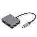 USB-C - DP + HDMI Adapter, 20 cm 4K/30Hz, silver, aluminum housing