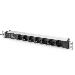 1U Aluminum PDU rackmountable 7x Safety outlet 16A 230VAC 50/60Hz Overvoltage protection